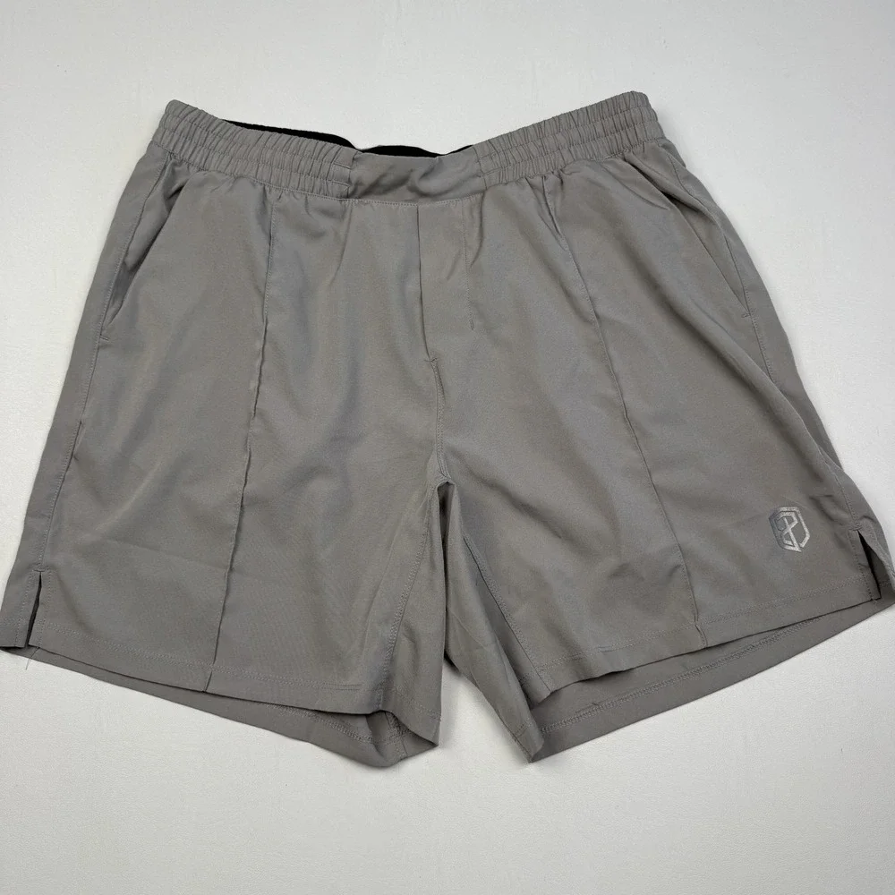 Born Primitive Shorts Mens Large Gray Athletic Elastic Waist Pockets 7 Inseam